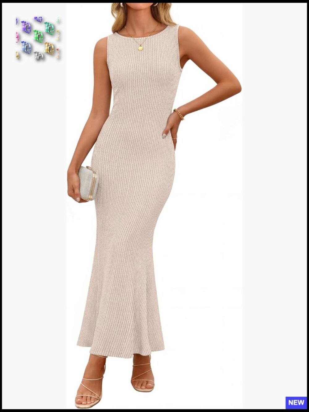 Sleeveless Boat Neck Bodycon Maxi Dress Stretchy Knit Casual Formal Party
